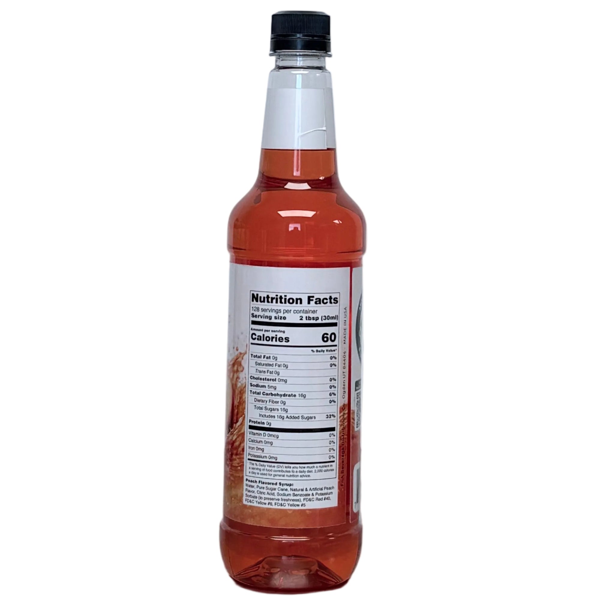Peach syrup Nutritional panel